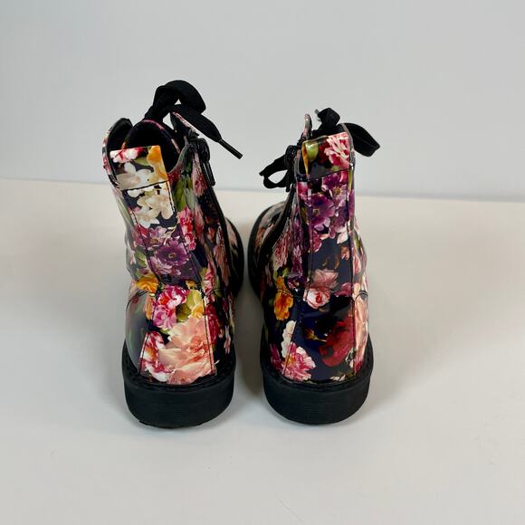 Thereabouts Girls Reese Floral Combat Boots Size 3 Side Zip Black - Picture 7 of 9